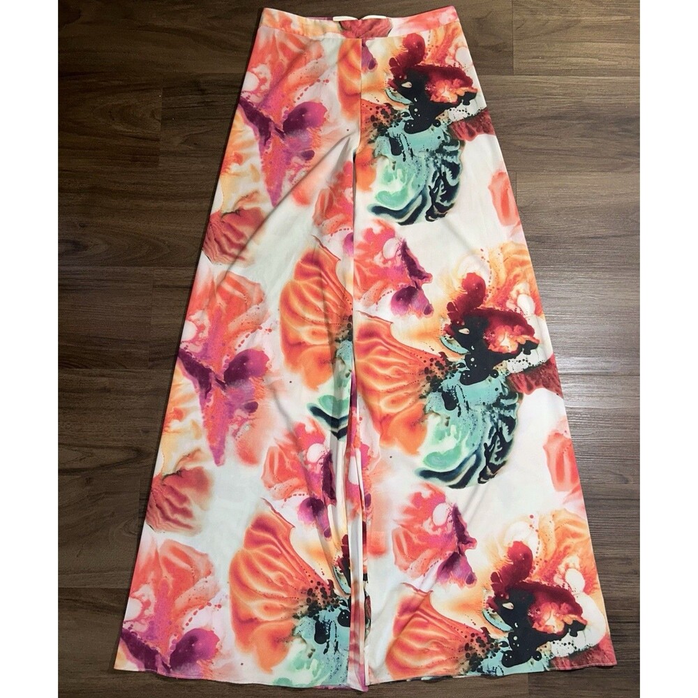 ALICE + OLIVIA WIDE LEG HIGH WAIST MULTICOLOR PANTS SIZE 6 MADE IN USA